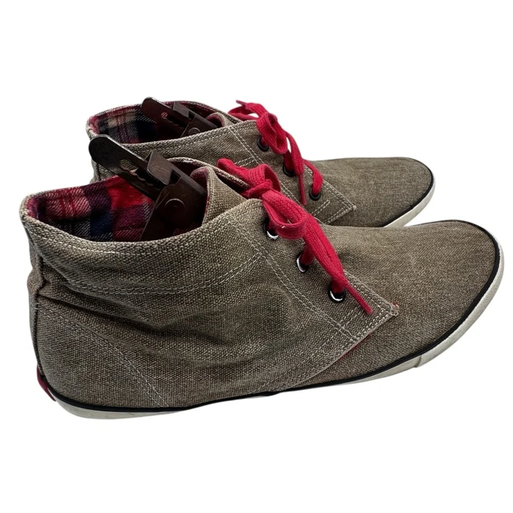Woolrich Men’s Brown Chukka Canvas Boots with Red Laces - Size 11.5